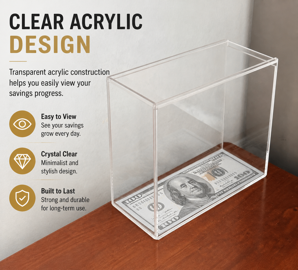 Clear Acrylic Money Saving Challenge Box