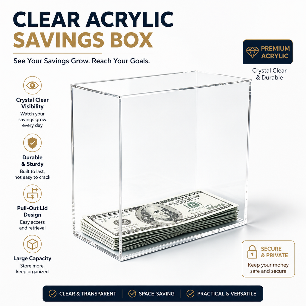 Clear Acrylic Money Saving Challenge Box